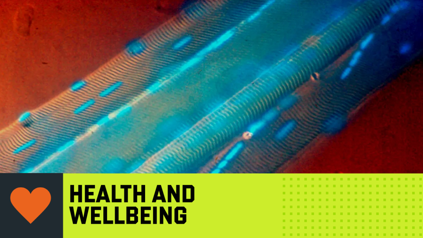 microscopic image  -Duchenne muscular dystrophy (DMD)  - ‘Health and Wellbeing’ Research strength graphic banner