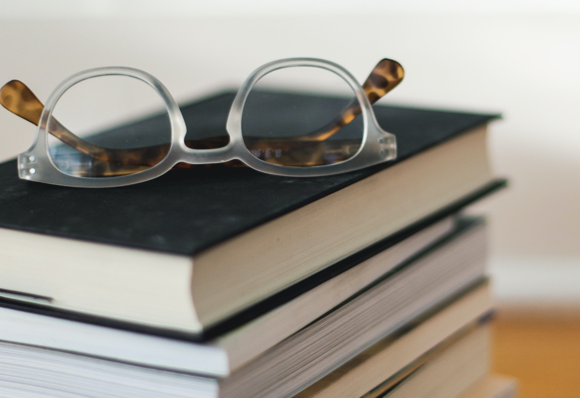 Glasses on books