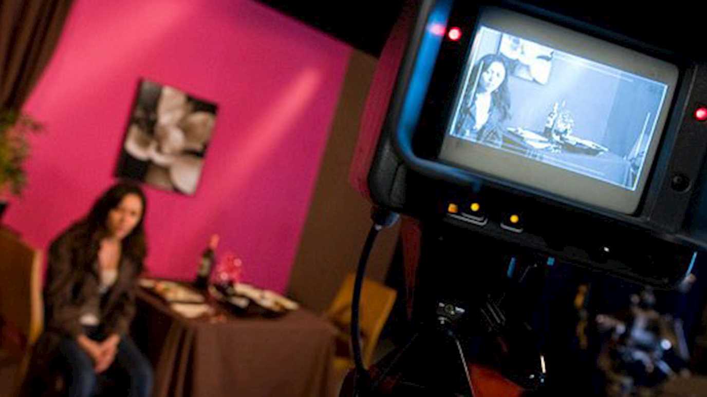 Camera pointing at set - Media Arts