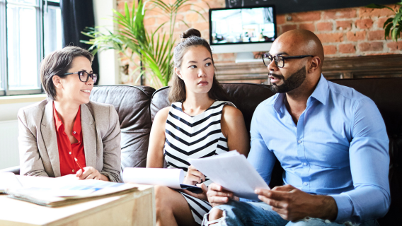 Three People Working Small