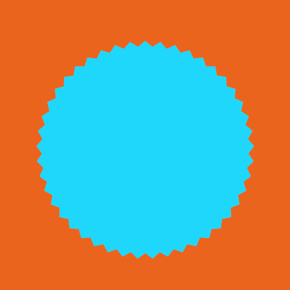 Circular pattern block orange and blue